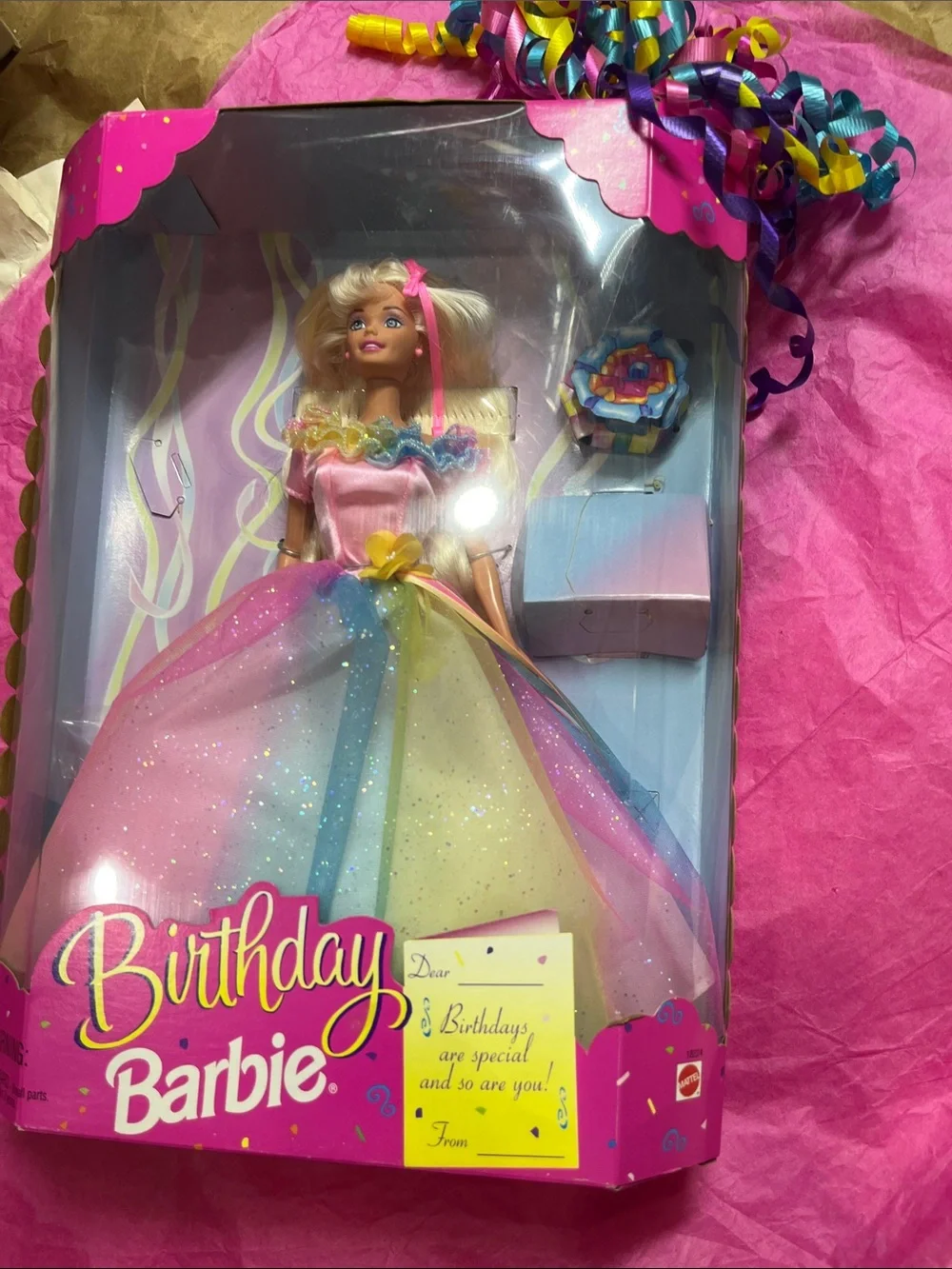 1997 Birthday Barbie Doll by Mattel (model 18224) NRFB with Ribbon